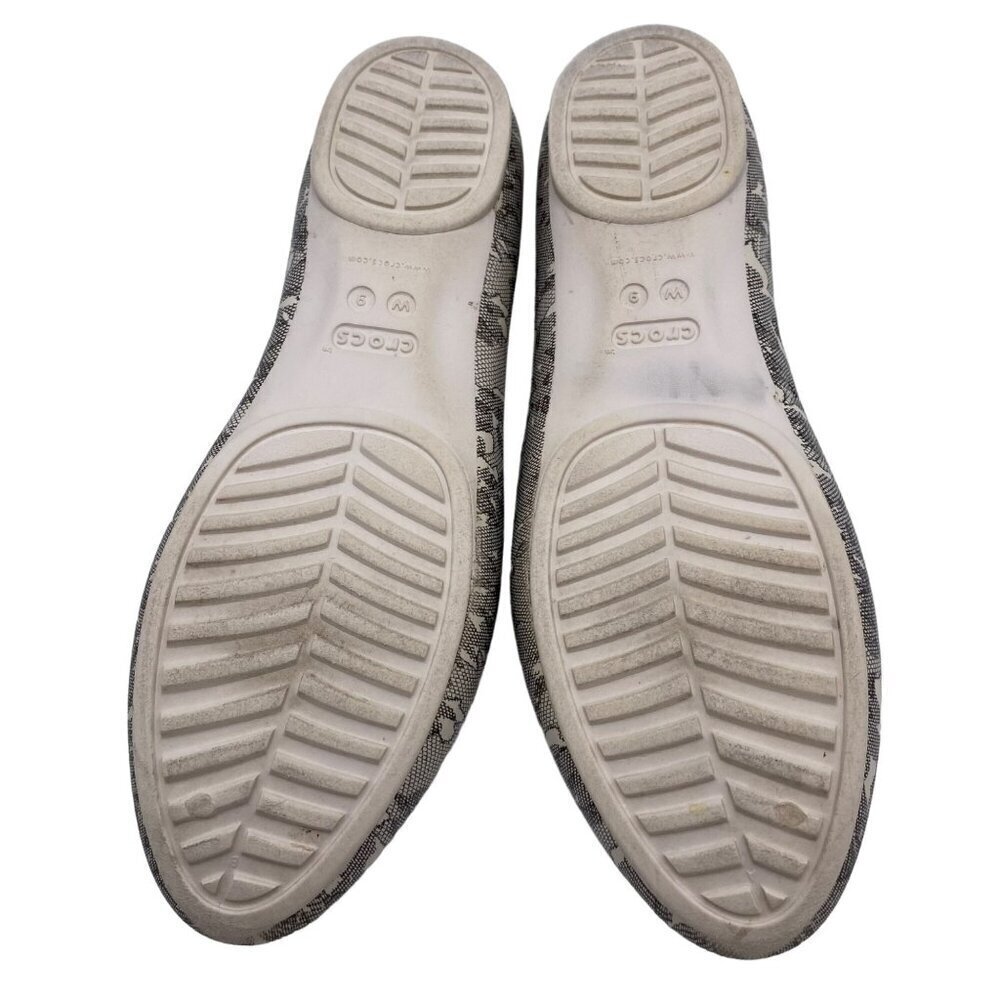 Crocs Lina Ballet Flats Oyster White/Black Print Slip On Women's Size 9 - Picture 9 of 12